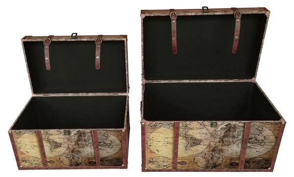 Truhe und Kiste AVENTURA 2er-Set Braun - Textil - Holz teilmassiv - 59 x 40 x 36 cm