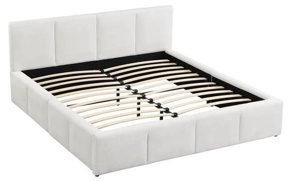 Lit rembourré LineMUD Ⅱ Beige - Bois manufacturé - 202 x 95 x 220 cm