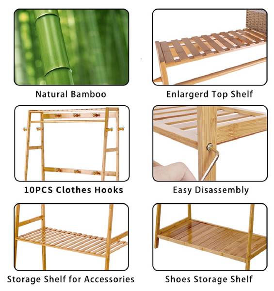 Garderobenständer Kleiderständer Holz Beige