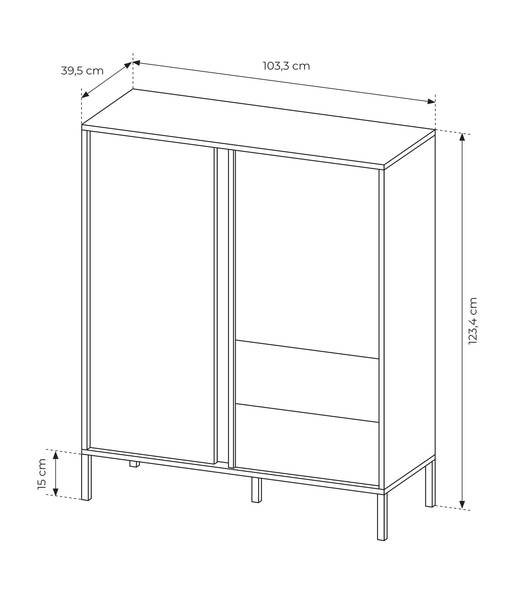 Commode DAST 2D2S LED Beige - ABS - Mélamine - 104 x 124 x 40 cm
