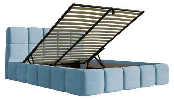 Gestoffeerd bed CLOUDY lichtblauw