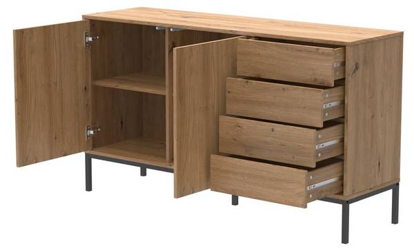 Sideboard LENNY Braun - Holzwerkstoff - 40 x 80 x 140 cm