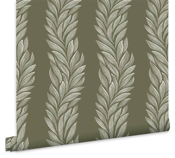 Vliestapete Coulderton Blatter Grün - Fleece - 52 x 1000 x 2 cm