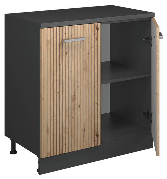 Küchenschrank Dachschrägen R-Line 61787 Anthrazit - Asteiche Dekor - Breite: 80 cm
