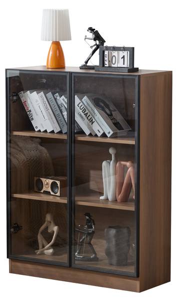 Sideboard EveGlass Ⅲ Braun - Holzwerkstoff - Glas - 80 x 106 x 32 cm