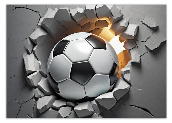 Wandbild fußball 3d 90 x 60 cm