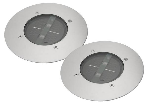 2x LED Bodeneinbaustrahler außen IP67 Silber - Edelstahl - 14 x 5 x 14 cm