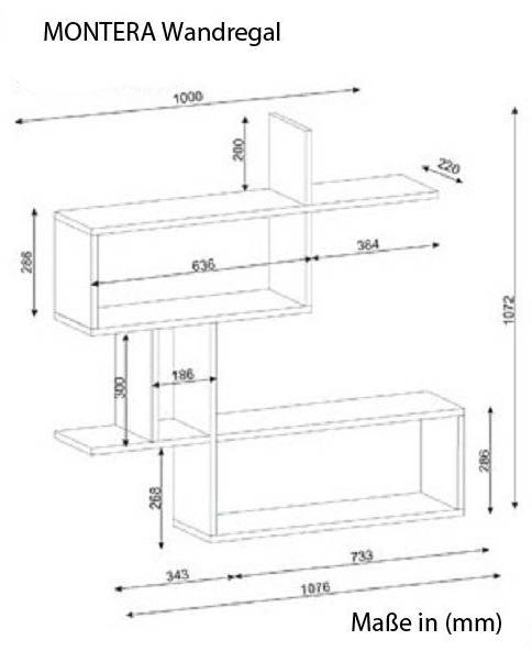 Wandregal Montera Wenghe Braun - Holzwerkstoff - 100 x 107 x 22 cm