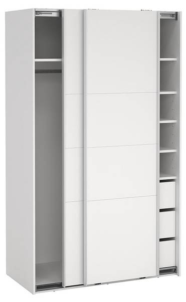 Schiebetürenschrank Catania (2-türig) Weiß - Holz teilmassiv - 119 x 201 x 67 cm
