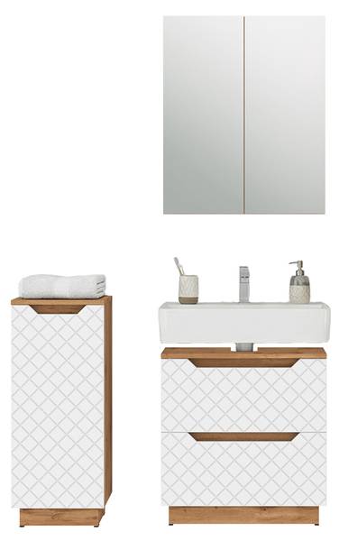 Meubles bain Lotta 59448 Imitation chêne dakota - Blanc
