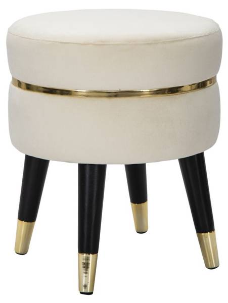 Tabouret bas en tissu Paris 35 x 40.5 cm Crème