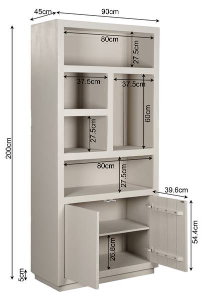 Regal BRUSSEL Beige - Massivholz - 90 x 200 x 45 cm