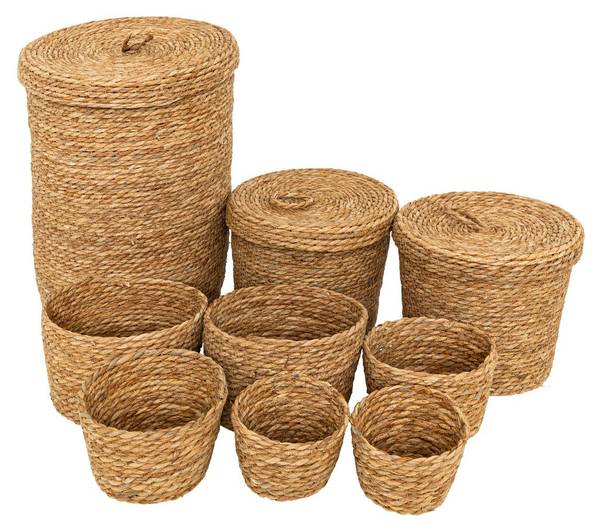 Runden Körben LITTLE COTTAGE 9er-Set Beige - Naturfaser - 14 x 10 x 14 cm