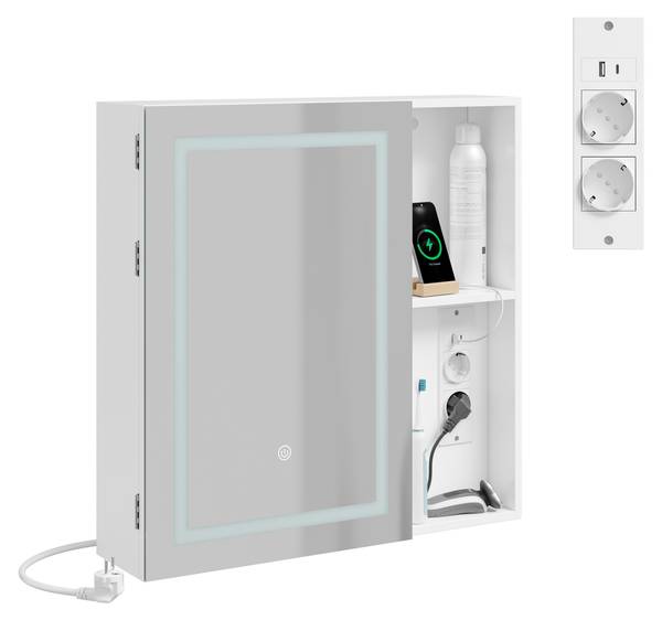 Spiegelschrank BZR239-E-W Weiß - Holzwerkstoff - 16 x 60 x 60 cm