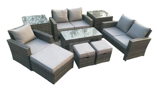 Gartengarnitur Set Mit Sofa H(9er-Set) Grau - Webstoff - 70 x 74 x 124 cm