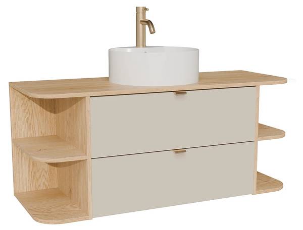 Einzelwaschtisch LAVENA Beige - Braun - Holz teilmassiv - 120 x 50 x 46 cm
