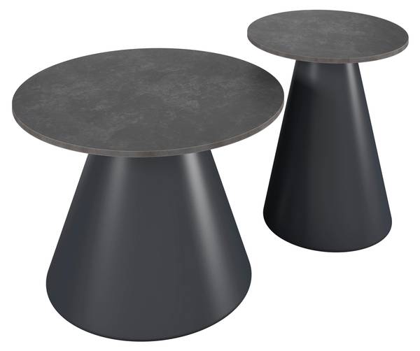 Couchtisch MILA Schwarz - Grau - Metall - Stein - 1 x 1 x 1 cm