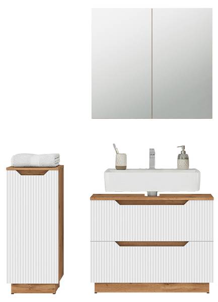 Meubles bain Lotta 59511 Imitation chêne dakota - Blanc