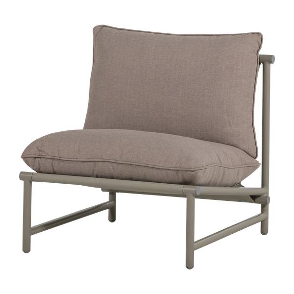 Fauteuil de jardin ELVO Gris - Tissu structuré - Microfibre - Polypropylène - 82 x 75 x 75 cm