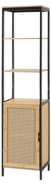Bad-Hochschrank Tervola Beige - Schwarz - Bambus - Holzwerkstoff - Kunststoff - 40 x 172 x 35 cm