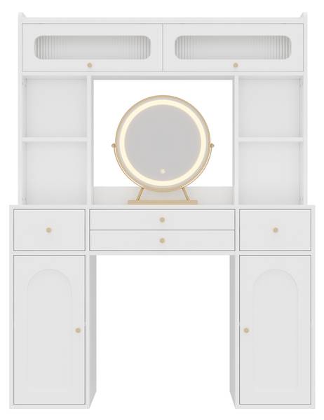 Schminktisch LucyGLOW mit Spiegel VI Weiß - Holzwerkstoff - 40 x 160 x 120 cm