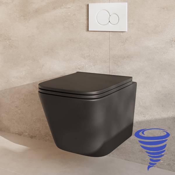 Wand WC mit Unterputzspülkasten Linea Schwarz - Keramik - 37 x 37 x 49 cm