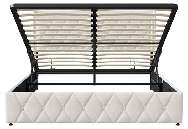 Polsterbett Boxspringbett MOKP Beige - Metall - Massivholz - 165 x 108 x 209 cm