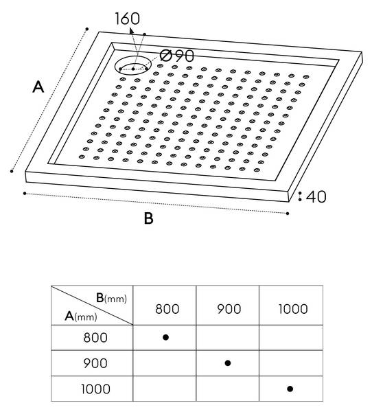 Duschwanne Lucia01AR-W Weiß - 90 x 90 cm
