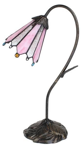 Tiffany Tischlampe Lenka Braun - Kunststoff - 17 x 48 x 30 cm