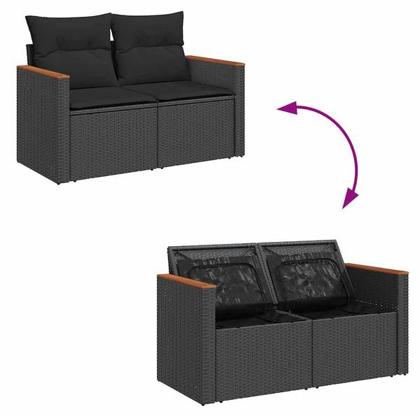 Salon de jardin 3036562-5 (lot de 5) Noir - Acacia - Acier - 62 x 69 x 62 cm