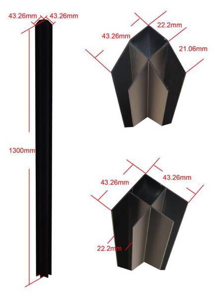 Zubehör für Glaswände BAYVIEW Schwarz - Metall - 4 x 130 x 4 cm