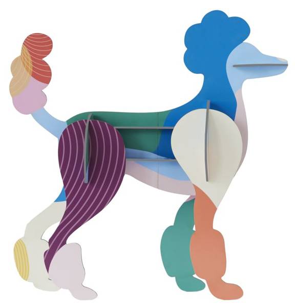 Dekoobjekt Leuchtender Pudel Naturfaser - Papier - 7 x 17 x 31 cm