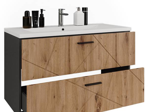 Badkamermeubelset Irma 56322 set van 2 antracietkleurig - eikenhouten look