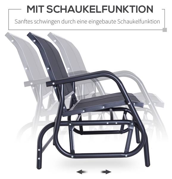 2-Sitzer Gartenbank BB3522 Schwarz - Metall - 56 x 18 x 118 cm