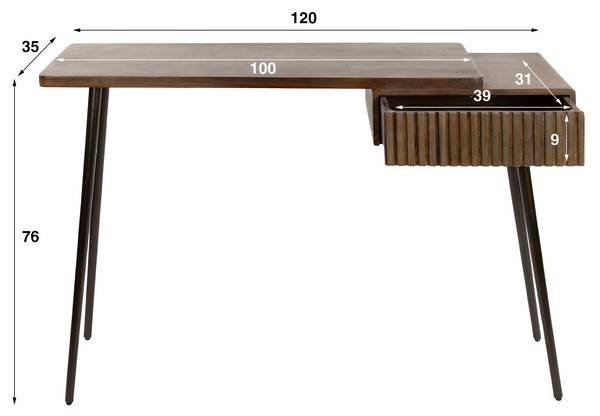 Schminktisch im Flur CARVE Braun - Holzwerkstoff - 120 x 76 x 35 cm