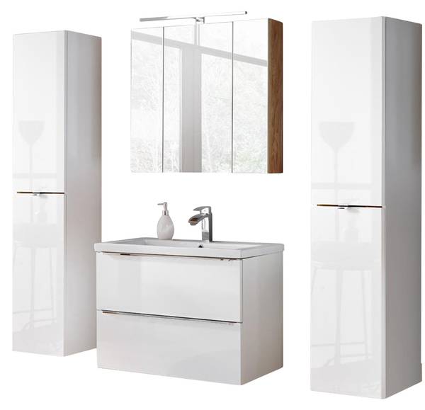 Badmöbel-Set TOSKANA-56-494 4er-Set Weiß - Holzwerkstoff - 190 x 190 x 46 cm