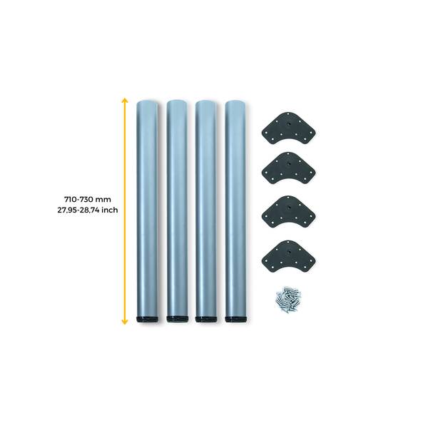 Tischbeine Durchmesser 60mm aus Stahl Silber - Metall - 14 x 73 x 14 cm