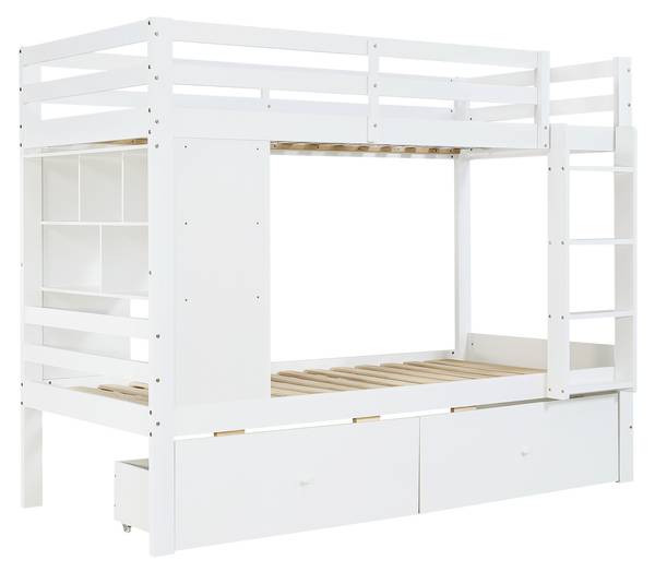 Etagenbett BAMUD82 Ⅰ Weiß - Holzwerkstoff - 104 x 160 x 205 cm