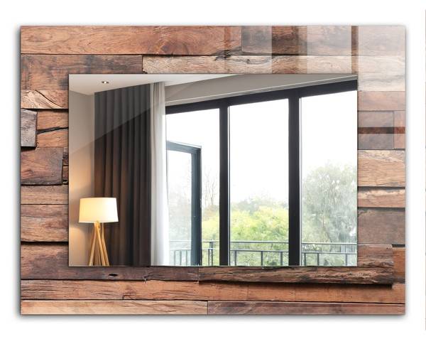 Wandspiegel Wand aus Holzpaneelen Höhe: 80 cm