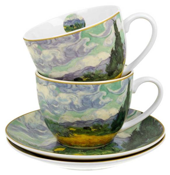 Tasse Van Gogh mit Untertasse 2er Set Blau - Porzellan
