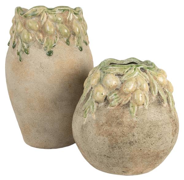 Bloempot Ellaiasi beige - keramiek - 18 x 18 x 18 cm