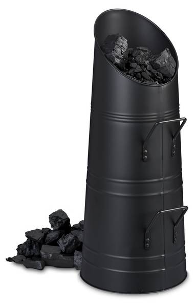Kohlenschütte 12 Liter Schwarz - Eisen - 28 x 56 x 23 cm