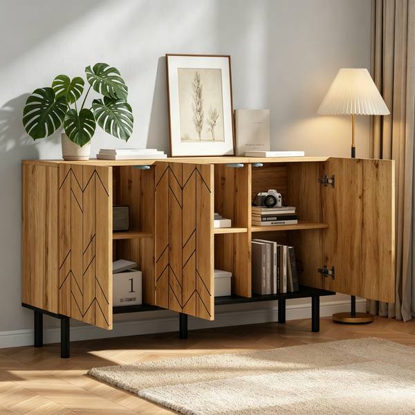 Sideboard Aphrodite Ⅸ Schwarz - Braun - Holzwerkstoff - 35 x 70 x 120 cm