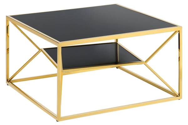 Couchtisch ANGEL II Schwarz - Gold - Glas - Metall - 70 x 38 x 70 cm