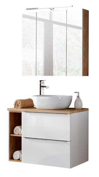 Badmöbel-Set TOSKANA-56-480 2er-Set Weiß - Holzwerkstoff - 80 x 200 x 46 cm