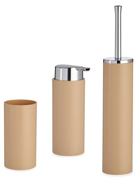 Badezimmerzubehör 83261 3er Set Beige - Kunststoff - 8 x 39 x 8 cm