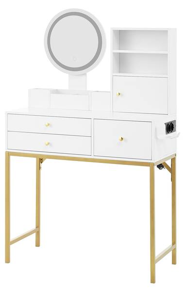 Schminktisch mit Spiegel DianaGLOW Ⅴ Weiß - Holzwerkstoff - 40 x 134 x 80 cm