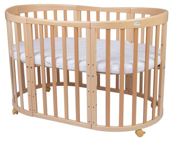 Babybett NATUR OWAL 7in1 mit Matratze Braun - Buche - 77 x 81 x 127 cm