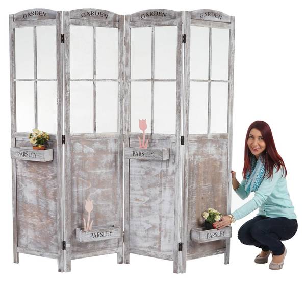 Paravent M66 bruin - grijs - paulownia - 180 x 170 x 22 cm