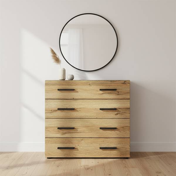 Kommode Den Schwarz - Eiche Dekor - 76 x 72 x 33 cm